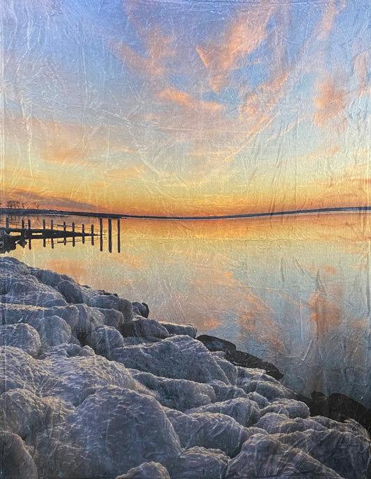 Frozen Mirror Sunset Plush Fleece Blanket