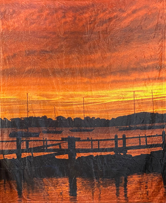 Fire Red Sunset Plush Fleece Blanket