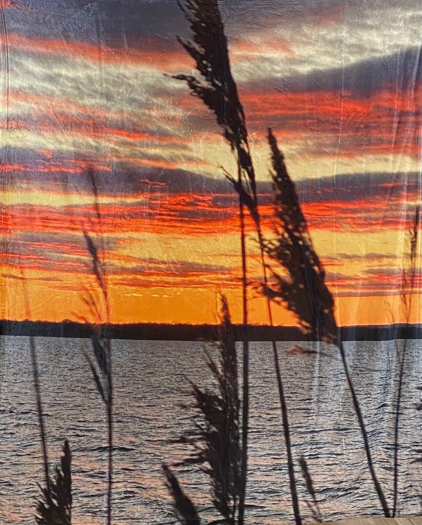 Cattail Sunset Plush Fleece Blanket