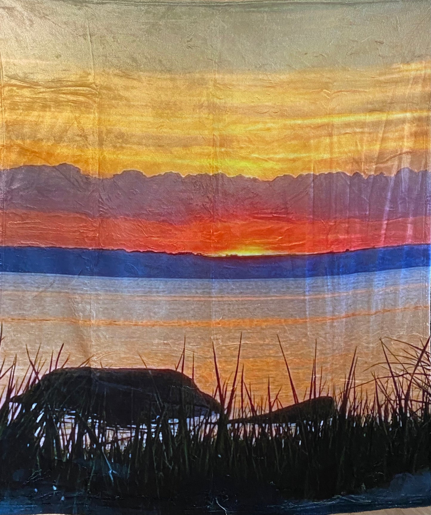 Beach Sunset Plush Fleece Blanket