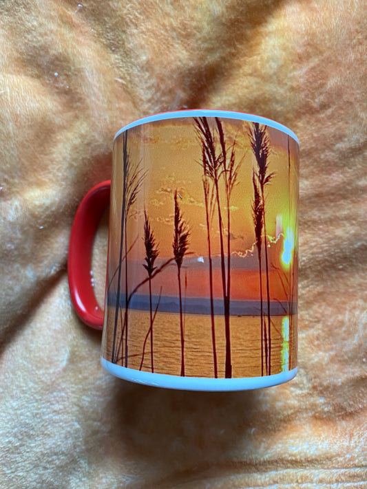 Fire Red/ Orange Cattail Sunset Mug