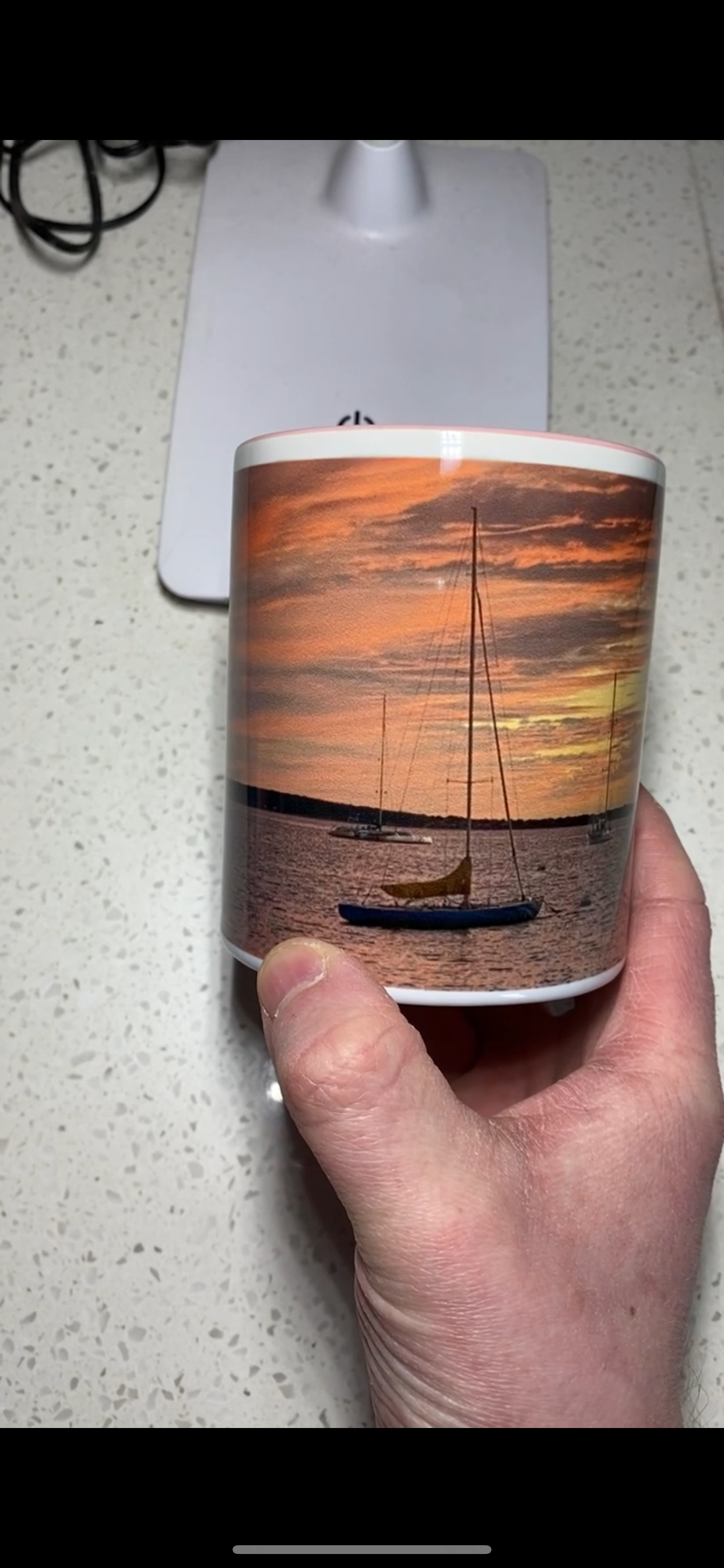 Pink Boat Sunset Mug