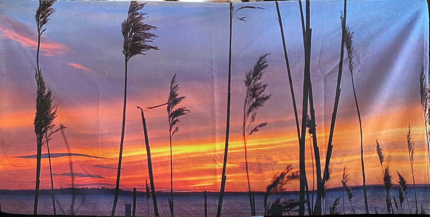 Cattail Sunset Bath/ Beach Towel